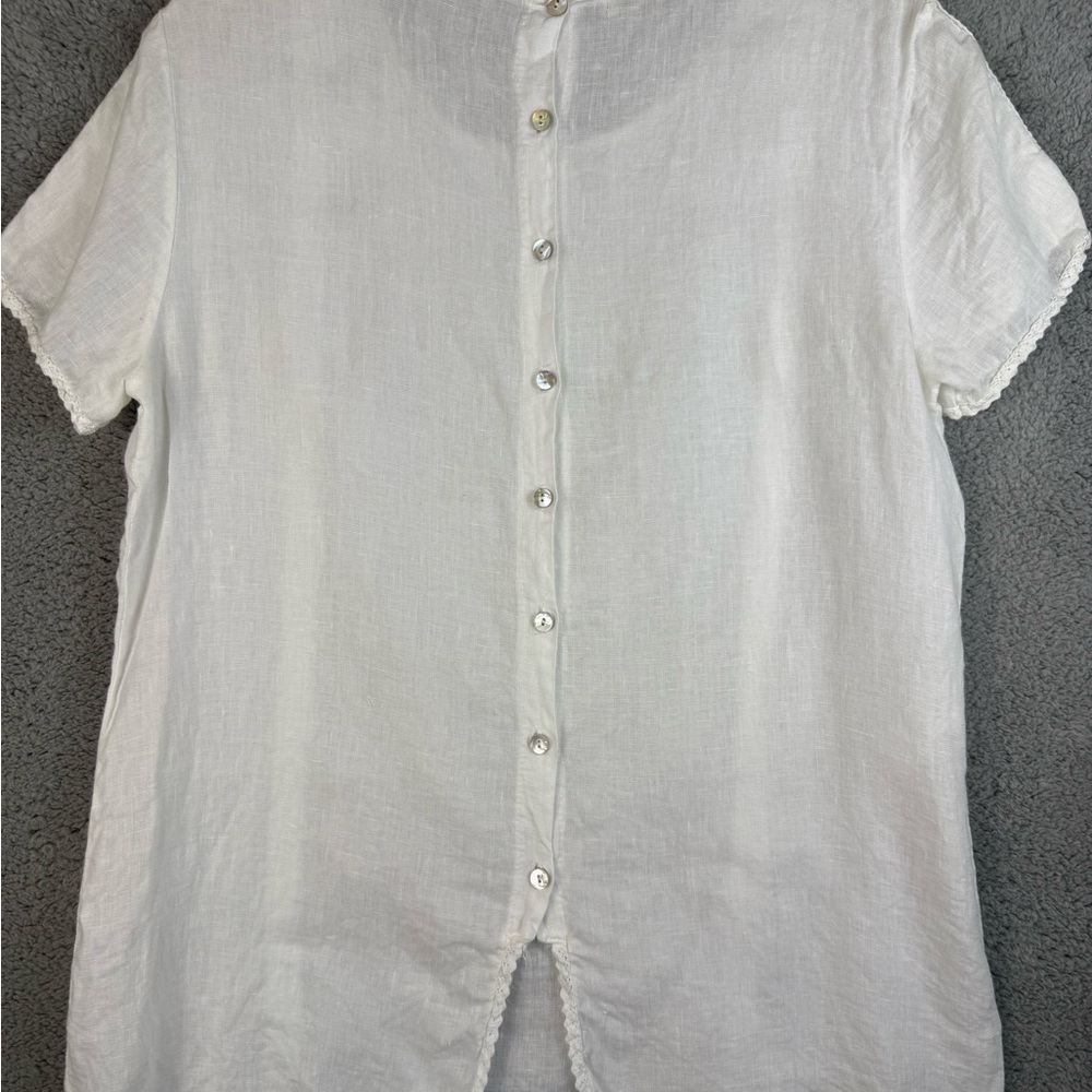 Women’s Laura Bianca Italian linen short sleeve top size L - Picture 8 of 13